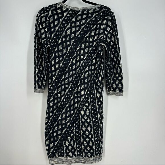 MOTH Anthropologie Black Chain Stitch Pattern Sweater Dress Sz XS - Picture 7 of 8